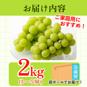 【8月末～9月上旬まで発送】シャインマスカット 2kg 3～5房 マスカット 