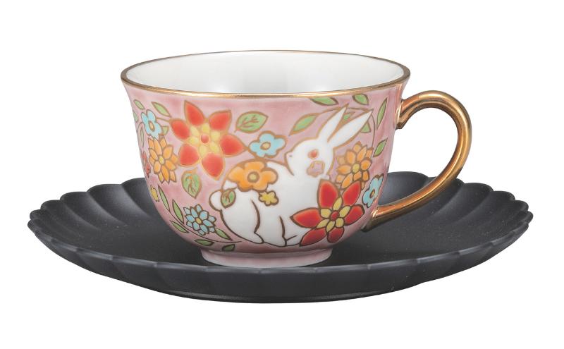 九谷焼　カップ＆ソーサー・白兎