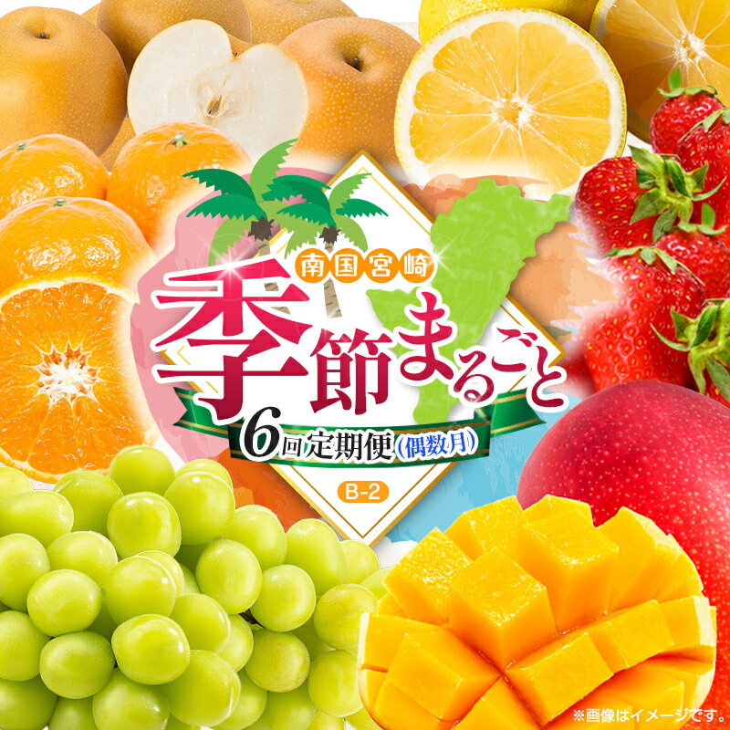 【ふるさと納税】【偶数月 6回定期便】旬 人気 フルーツ 南国宮崎産 マンゴー シャインマスカット いちご 日向夏 梨 みかん 柑橘 ぶどう 果物 詰め合わせ 宮崎県 九州＜B-2コース M220＞