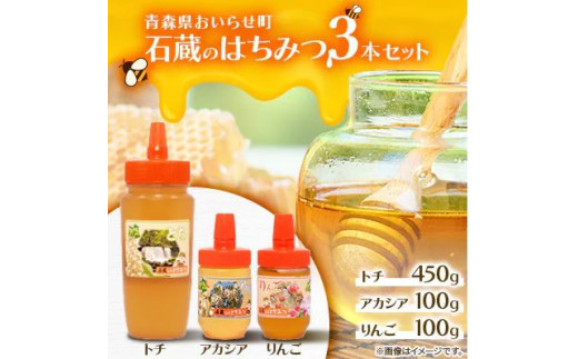 石蔵のはちみつ３本セット（トチはちみつ 450g アカシアはちみつ 100g りんごはちみつ 100g）【 ふるさと納税 人気 おすすめ ランキング 国産 はちみつ ハチミツ 蜂蜜トチ アカシア りんご おいらせ 青森 青森県産 青森県 おいらせ町 送料無料 】 OIU109