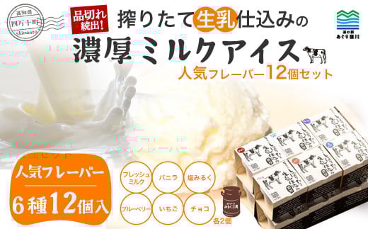 搾りたて 生乳 仕込みの濃厚 ミルクアイス 人気フレーバー12個セット（6種類）Qak-36 アイスクリーム アイス アイスセット バニラアイス ブルーベリーアイス いちごアイス イチゴアイス チョコ チョコアイス アイス大容量 詰め合わせ セット 人気 カップ