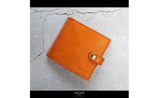 maf pinto (マフ ピント) 二つ折り財布 スナップボタン付き オレンジシュリンク レザー 本革 日本製