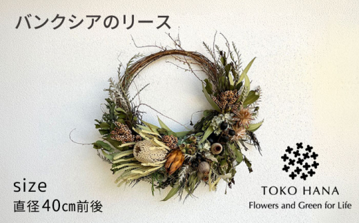 バンクシアのリース 糸島市 / tokohana ドライフラワー アレンジ [AOC031] ドライフラワー リース インテリア 壁掛け 壁面 花 アレンジ 植物 グリーン