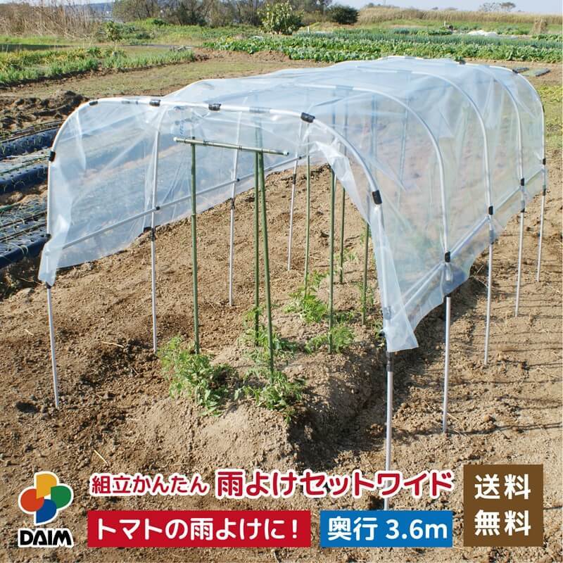 【ふるさと納税】daim 組立かんたん雨よけセット ワイド3.6m 組み立て簡単！ 【雨よけ トマト ナス なす ぶどう 棚 畑 雨除け 透明シート セット ビニール ハウス シート 雨除けシート 風よけ 風除け 鳥よけ 鳥よけシート 野菜 栽培 ビニールハウス 家庭菜園】