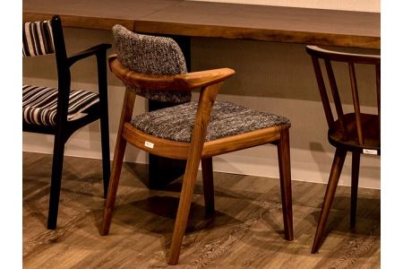 D129-02 B.H.ダイニングチェア（ショートアーム）【ウォルナット材】JBH-DC22A PNW/EベガスCOA