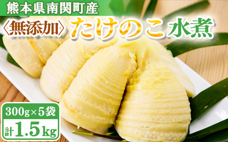 【先行受付】無添加たけのこ水煮 計1.5Kg(300g×5袋) 令和8年産 4月上旬から 熊本県 南関町産 春 新鮮 惣菜 小分け 和食 筍 タケノコ