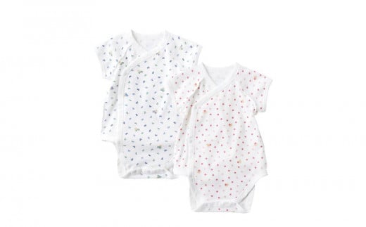 
            【ブルー】ファミリアのロンパス型肌着（総柄）
          