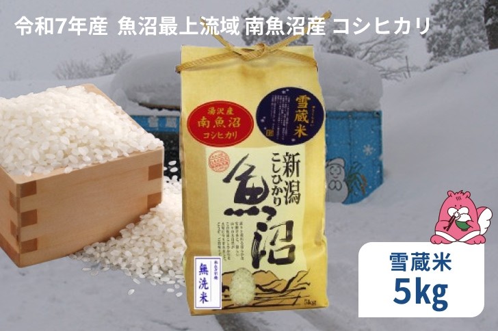 
            令和7年産 5kg 雪蔵貯蔵米〈無洗米〉 魚沼最上流域 南魚沼産 コシヒカリ 精米したてのお米をお届け 【湯沢産 コシヒカリ】
          