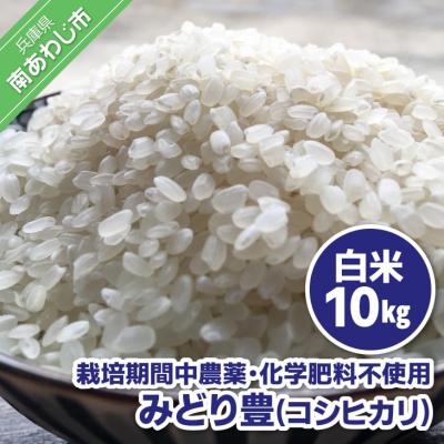 ふるさと納税 南あわじ市 【令和7年産】栽培期間中農薬・化学肥料不使用 白米10kg みどり豊(コシヒカリ)