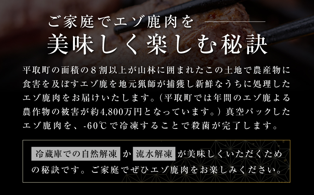 【お試し用】【ヘルシー/やわらかい】平取町産エゾシカ肉ジンギスカン ロース味付き500g  BRTS001