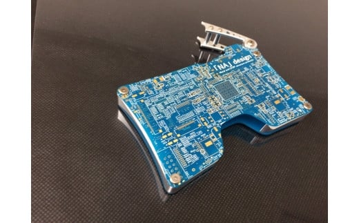 リアルなプリント基板を使用したオリジナルカードケース　「NA」design KIBAN CARD CASE（青）