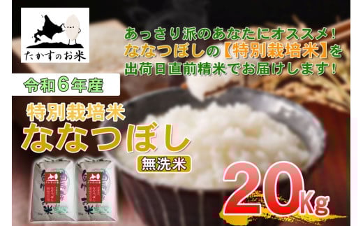 【 令和7年産 】 ななつぼし （ 無洗米 ） 北海道 米 定番の品種 10kg×2袋 20kg 北海道 鷹栖町 たかすのお米 コメ こめ ご飯