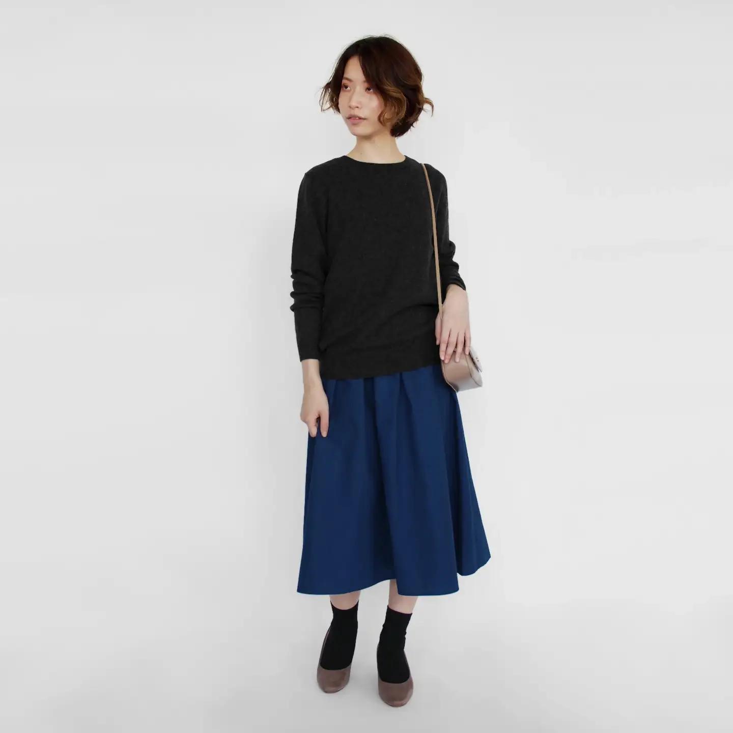 【先行予約】セーター カシミヤ100% クルーネック チャコールグレー M | カシミヤ ニット 長袖