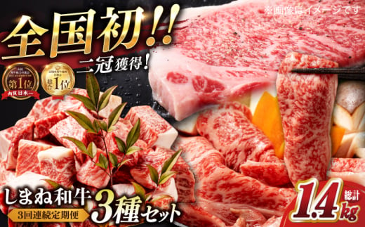 【3回定期便】最高級品質の和牛肉！しまね和牛3回コース(ロースすき焼き・サーロインステーキ・訳ありサイコロステーキ) ブランド牛 焼肉 モモ バラ肉 冷凍 人気 島根県松江市/有限会社宮本食肉 [ALCV006]