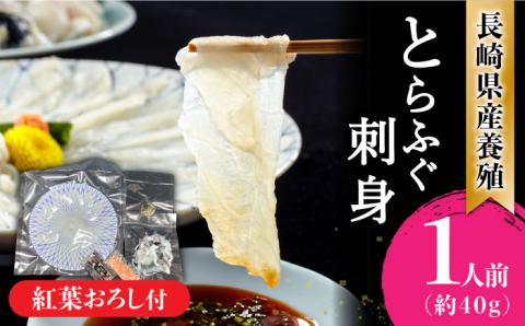 【2024年9月～発送】長崎県産 とらふぐ刺身1人前（皮、紅葉おろし、ポン酢付）/ ふぐ フグ 河豚 トラフグ ふぐ刺し / 南島原市 / 大和庵 [SCJ011]