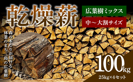 森の木こりが届ける 林業のまち三島の広葉樹「乾燥薪」100kg 薪ストーブ キャンプ アウトドア 焚火 焚き火 暖炉 FAG-0105