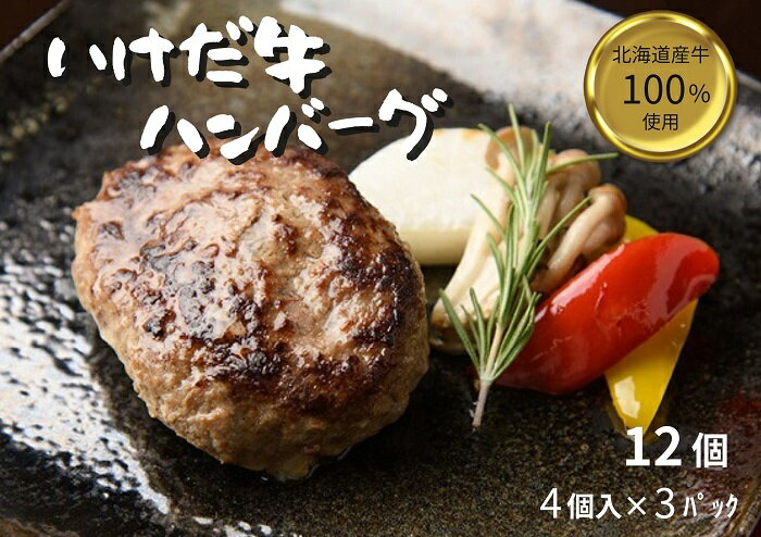 【ふるさと納税】北海道 いけだ牛ハンバーグ 100g×9個 1200g 池田牛 いけだ牛 手作り 小分け 冷凍 焼くだけ 送料無料