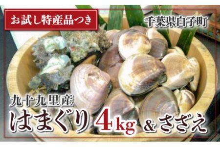 九十九里産 大粒 天然はまぐり4.0kg&さざえセットSHF005