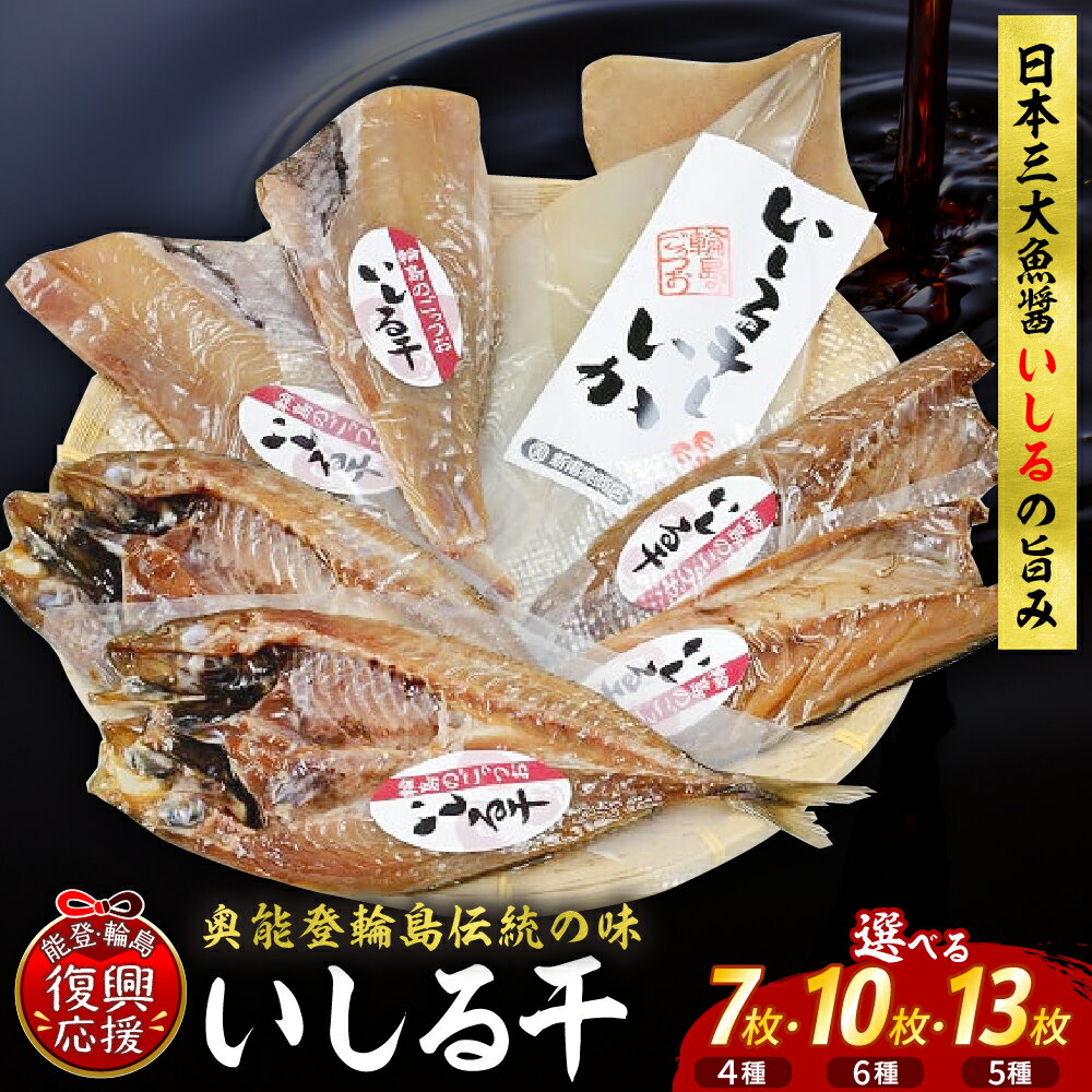 【ふるさと納税】【能登半島地震復興支援】 干物 いしる干し セット ( 内容量が選べる : 7枚 10枚 13枚 )| のどぐろ いか 赤魚 かれい さば あじ かます いしる干し 一夜干し ひもの 保存料不使用 いしる干し 魚介類 魚介 海鮮 産地直送 送料無料 能登 輪島 石川県 輪島市