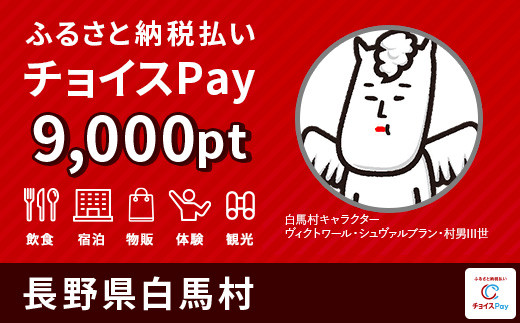 宿泊・食事・レジャーに使える！白馬村 電子感謝券 9,000ポイント【会員限定のお礼の品】