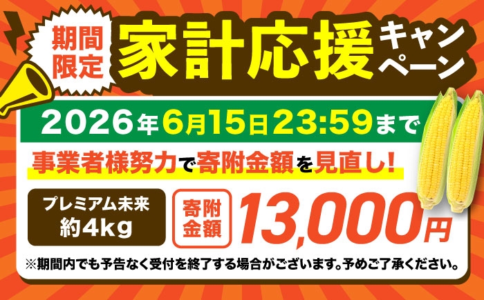 とうもろこし スイートコーン(プレミアム味来) 約4kg（10～11本）