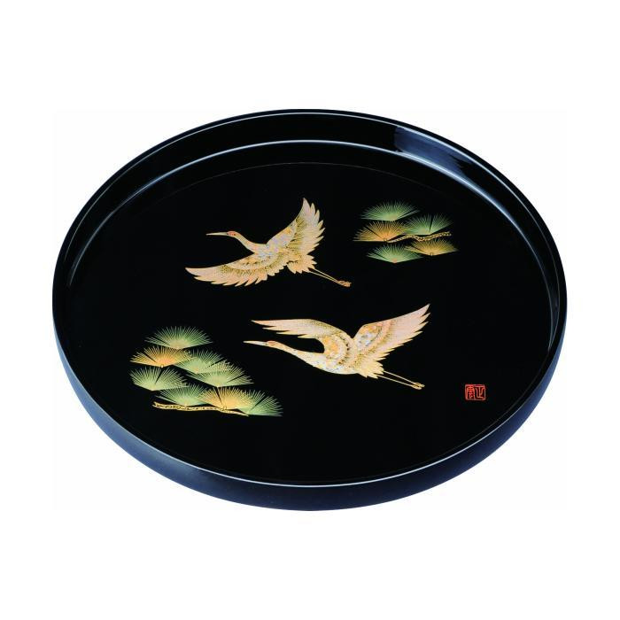 
丸盆 30cm 黒 幸鶴
