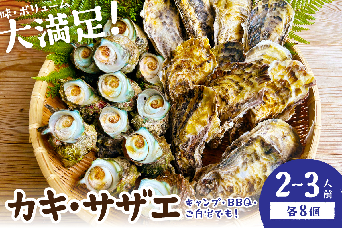 大人気！京丹後産・牡蠣とサザエのBBQセット　各8個（2〜3人前）