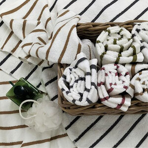 ＜バスタオル3枚組＞オーガニックコットンバスタオル  しまふわBR