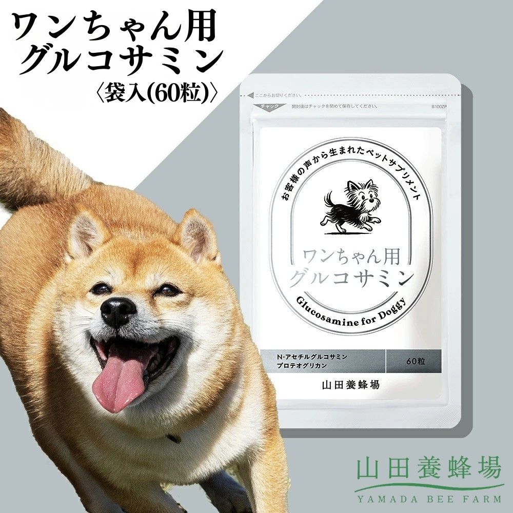 【ふるさと納税】ワンちゃん用グルコサミン〈袋入(60粒)〉（02801）【006-a151】｜犬用サプリ 犬用健康補助食品 グルコサミン ペットサプリ ドッグサプリ サプリメント 岡山県 鏡野町
