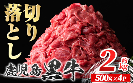 【B01038】鹿児島黒牛 切り落とし (計約2kg・約500g×4P) 鹿児島 国産 九州産 鹿児島県産 黒毛和牛 国産牛 牛肉 切り落し 切落とし 切落し お肉 冷凍 小分け すきやき すき焼き 牛すき 牛丼 カレー 肉じゃが 炒め物 【新村畜産】
