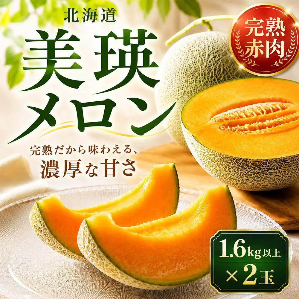 【令和9年産 先行予約】北海道メロン 赤肉品種（家庭用） 2玉 1.6kg以上 高級メロン！果物 フルーツ ギフト 農家直送