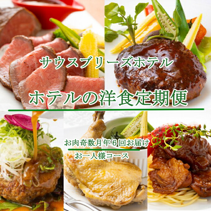 【ふるさと納税】 【ホテルメイドの洋食惣菜】 お肉定期便！！奇数月年6回お届け【お一人様向け】 おかず 洋食 惣菜 牛肉 鶏肉 6ヶ月 はちきん地鶏 ローストチキン クリスマス 送料無料 sb045