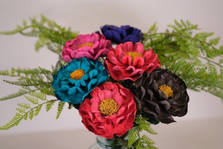 Eterna -Leather Peony- カラー ワインレッド ／ 国産 革 レザー ピオニー 造花 アートフラワー 小物 インテリア 記念日 プレゼント 奈良県 葛城市【area003-wine