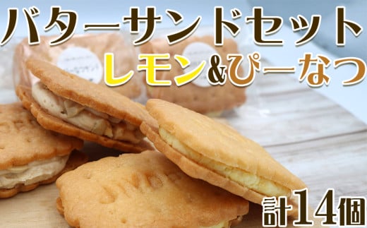 【中島屋菓子店】バターサンドセット　レモン&ぴーなつ 計14個 [0010-0347]