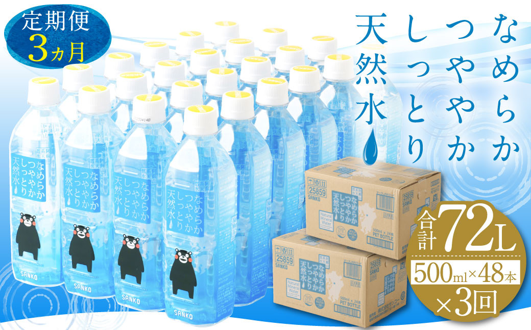 【3ヶ月定期便】なめらかつややかしっとり天然水 500mlPET 24本×2ケース 飲料 水