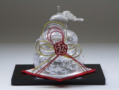 マルティグラスガラス置物　きらりもち[F4504]