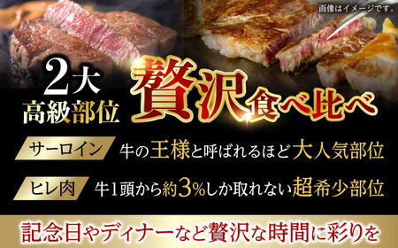 【6回定期便】【二大高級部位！】サーロイン と ヒレ ステーキ 計700g (各2枚) / 長崎和牛 A5ランク 希少部位 A5 / 諫早市 / 野中精肉店 [AHCW082]