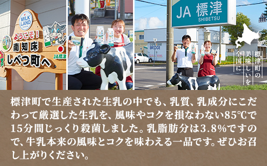 【毎月定期便】【3ヶ月定期便】しべつ牛乳1L×4本　北海道 パックミルク 美味しい全3回【配送不可地域：離島】