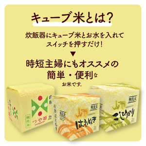 令和５年産 無洗米キューブ３個化粧箱入り（つや姫・コシヒカリ・はえぬき）　0059-2311