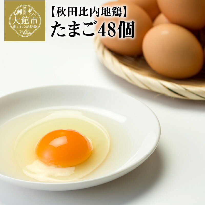 【ふるさと納税】秋田比内地鶏たまご48個(42個+6個割れ保証) 鶏卵 平飼い 放飼い 冷蔵 日本三大美味鶏 ブランド鶏 国産 生卵 卵かけごはん お菓子作り お取り寄せ 食品 朝食 ふっくら 弾力 濃厚 黄身 卵黄 東北 秋田県 大館市 送料無料 黎明舎種鶏場 【50P5303】
