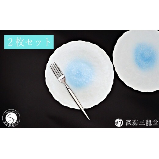 有田焼 白雲桔梗渕 21cm 皿 2枚 セット【深海三龍堂】プレート plate 食器 おしゃれ モダン 和食 洋食 イタリアン パスタ ay114