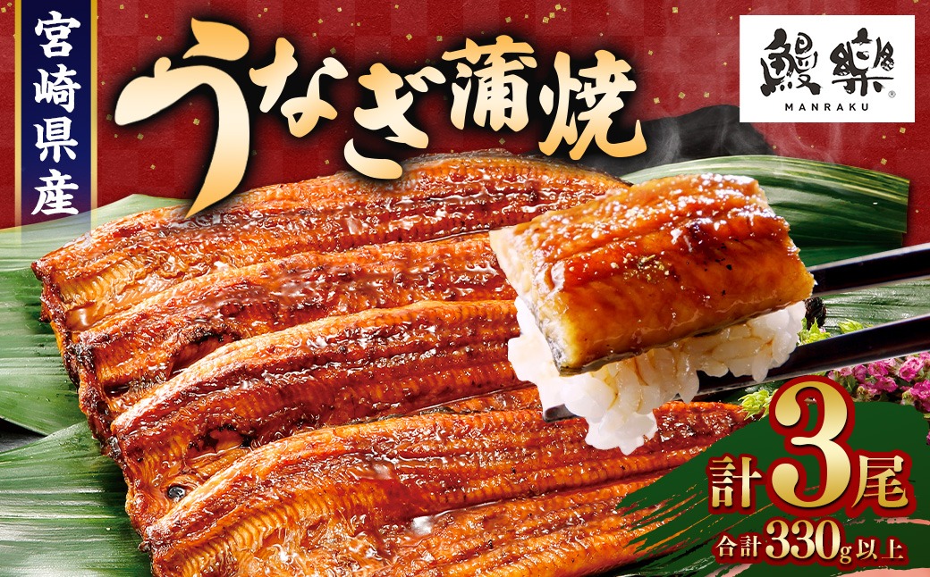 もうすぐ土用の丑の日!＜国産 うなぎ蒲焼 3尾 計330g以上＞【c1481_mn】ふるさと納税 うなぎ 高級 長蒲焼 鰻 夏バテ防止 ウナギ 鰻 かば焼き 蒲焼き 丑の日 タレ 宮崎県産 国産 九州産 宮崎県 高鍋町 送料無料