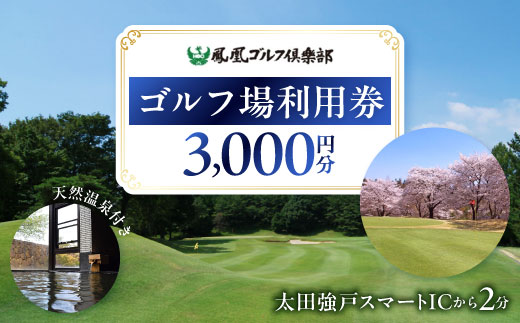 【天然温泉付き】ゴルフ場利用券 3,000円分(1,000円分×3枚)鳳凰ゴルフ倶楽部【1411278】