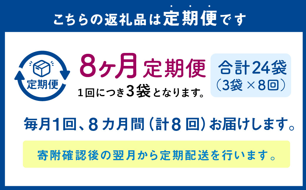 【1ヶ月毎8回定期便】 カムカムおこめチップス（しお） チャック付袋タイプ 計24個  （3個×8回）