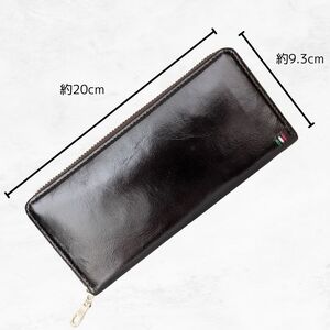 牛革 長財布 ステッチA(ネイビー×ブラウン)