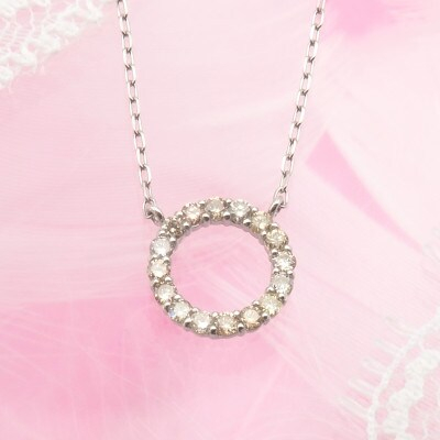 
            プラチナ 0.2ctダイヤモンド　サークルペンダントネックレス　HH018645【1387336】
          