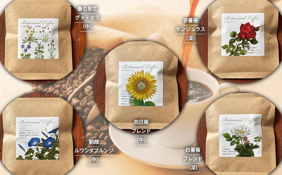もっくん珈琲のドリップコーヒー　『季節の草花珈琲』5種×4セット計20個　【 コーヒー 珈琲 ドリップコーヒー ドリップバッグ 自家焙煎 スペシャルティコーヒー ギフト 茨城県 つくば市 】