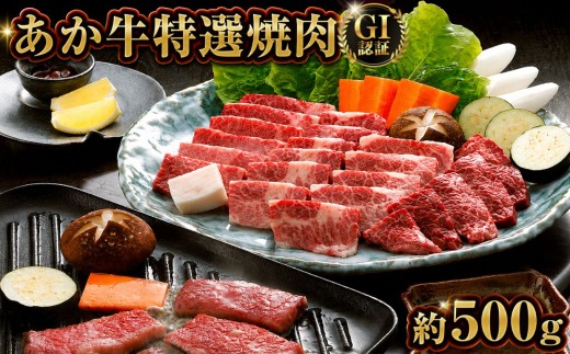 GI あか牛 特選 焼肉 500g | 熊本県 熊本 くまもと 和水町 なごみまち なごみ 牛肉 肉 あか牛 赤牛 肥後 GI  冷凍 特選 焼肉 500g