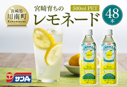 サンA宮崎育ちのレモネード500mlＰＥＴ　24本入り×2ケース【飲料 栄養機能食品 レモン 檸檬 マルチビタミン配合 セット ジュース PET 長期保存 備蓄 送料無料】