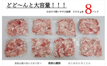 【定期便３ヵ月】箱根山麓豚　モモ・ウデ切り落とし４K盛り(500ｇ×８パック)【 箱根山麓豚 切り落とし 神奈川県 小田原市 】